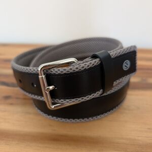 Cole Haan Black Leather And Mesh ZeroGrand Belt